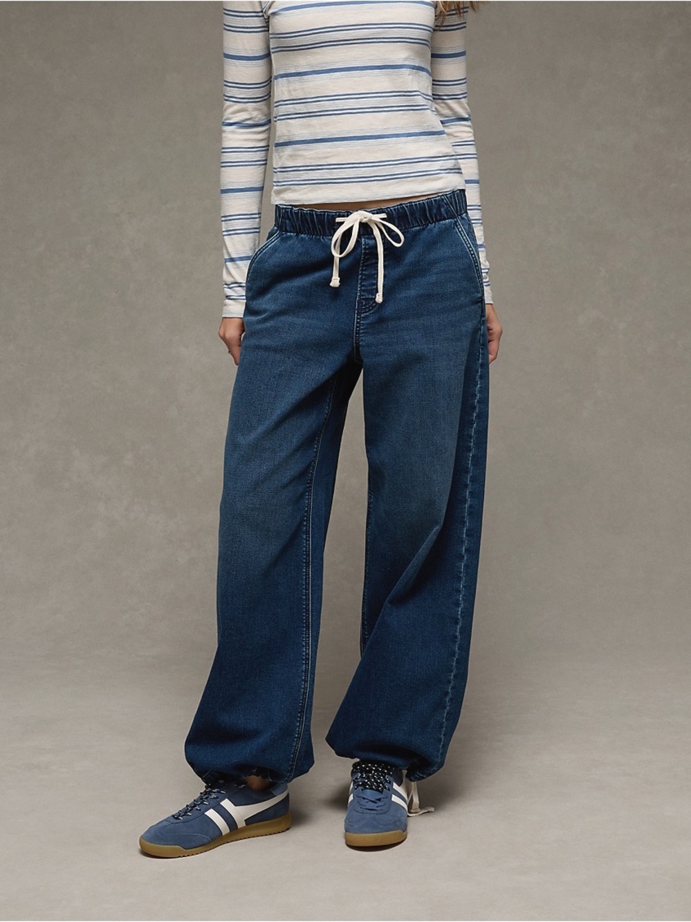 AE Cozy Dreamy Drape
Convertible Jogger Wide-Leg Drawstring Denim Jeans XXL
